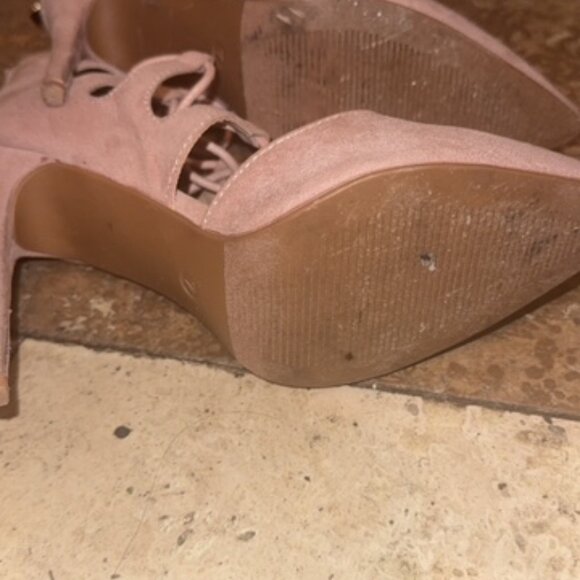 Blush Pink Lace-Up Stiletto Heels - Picture 7 of 7